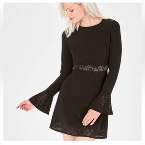 Parker | NWT Black Sonoma Laser Cut Bell Sleeve Dress Sz L